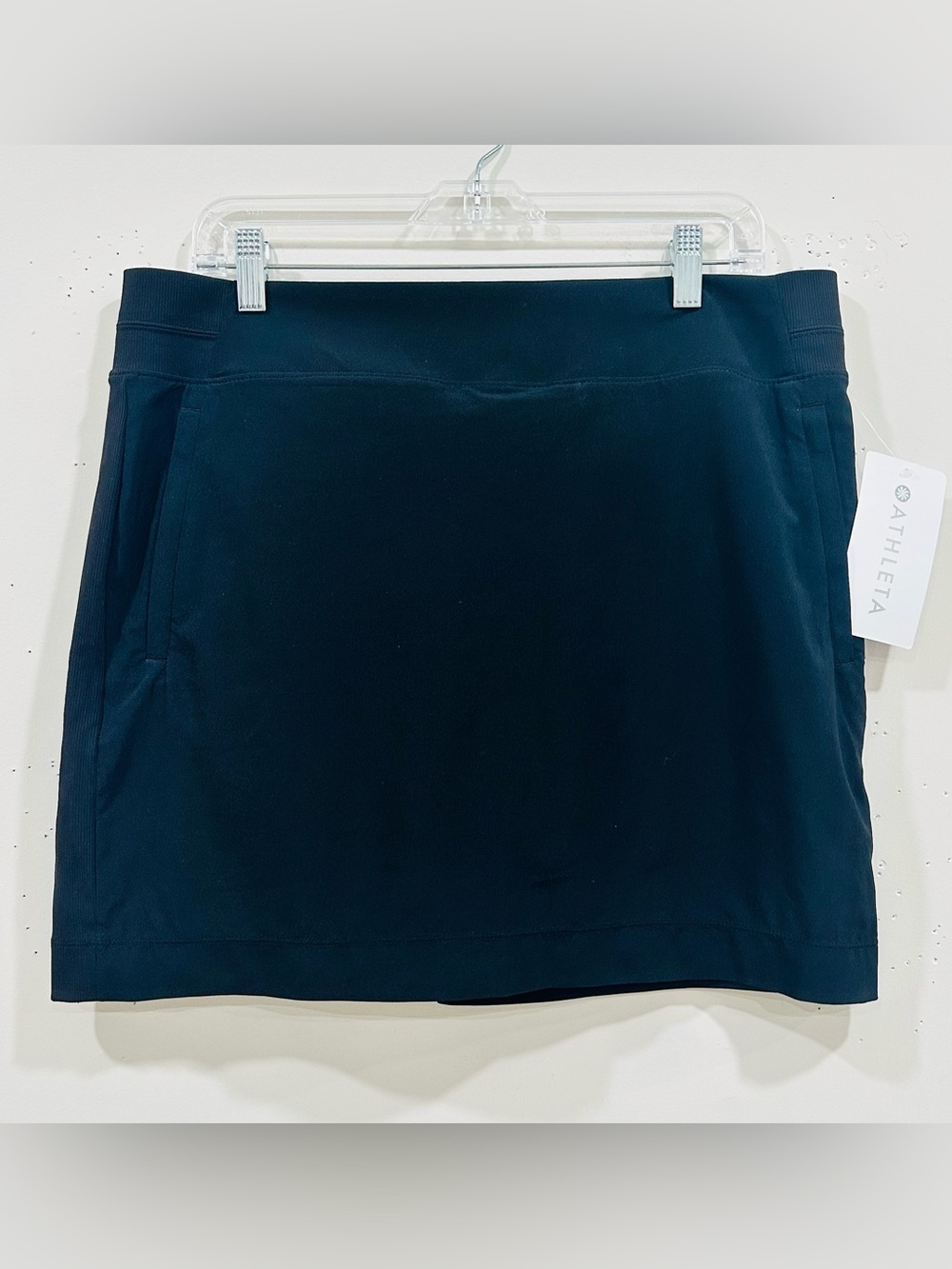 Athleta Skort Women’s 16 Black Zip Pockets Elastic Waist Shorts Tennis NWT